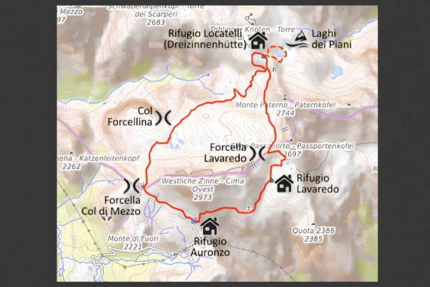MAPPA 3 CIME DI LAVAREDO